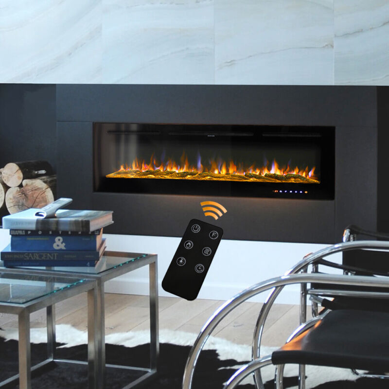 40-100 inch Electric Fireplace Wall Mounted Remote Control 9 Colour Fireplaces