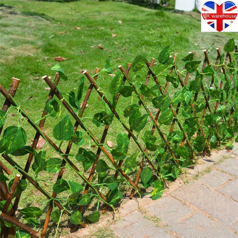 Garden Screening Expanding Trellis Fence Privacy Screen Artificial Ivy Leaves7
