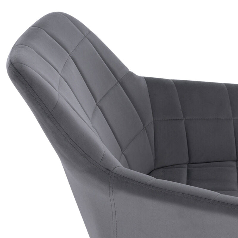 1x Dining Chair Velvet Seat Padded Breakfast Armchair w/ Backrest Kitchen Lounge