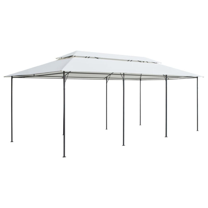Gazebo with Curtains 600x298x270 White 180g/m² P2U0