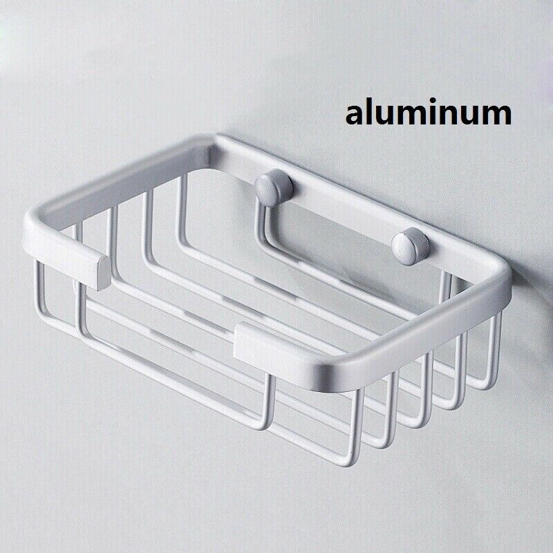 Silver Stainless Steel Soap Holder Dish Bathroom Wall Mounted Storage Rack UK