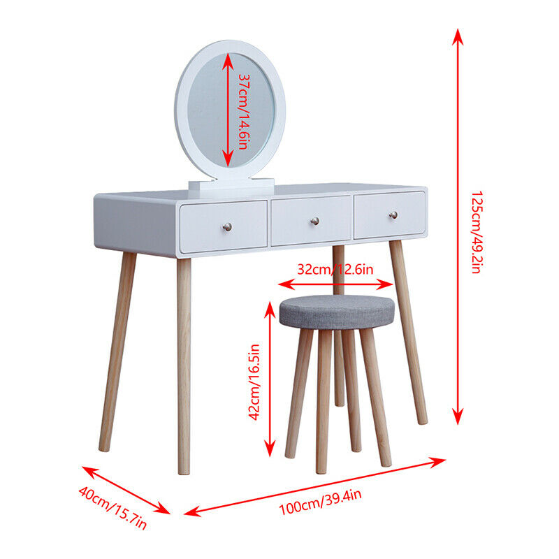 Modern Dressing Table Vanity Table Makeup Desk Dresser Set Home Bedroom Woman BN