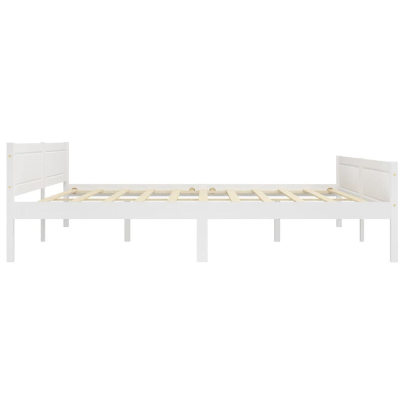 Bed Frame with 4 Drawers White Solid Wood Pine 200x200 F3M2