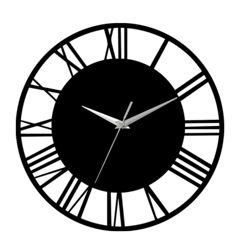 Round 30cm Kitchen Living Room Wall Clock Roman Numeral Skeleton Home Office