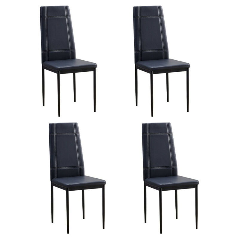 Set of 4 Black Dining Chairs Office Chairs Faux Leather Padded Seat Metal Frame