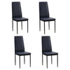 Set of 4 Black Dining Chairs Office Chairs Faux Leather Padded Seat Metal Frame