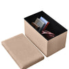 Fabric Foot Rest Stool Storage Box Storage Cube Footstool Pouf Bench Home Khaki