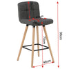 2x Breakfast Bar Stools w/ Linen Padded Backrest High Counter Chairs Kitchen Pub
