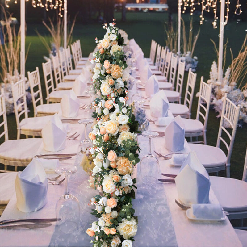 Bushy Artificial Flower Row Wedding Arch Top Table Backdrop Arrangement Decor