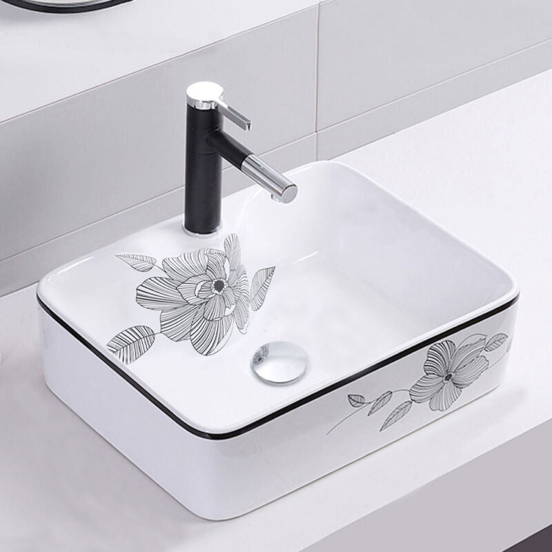 MULTI SHAPE BATHROOM CLOAKROOM COUNTERTOP CERAMIC BASIN SINK & POP UP WASTE SETS