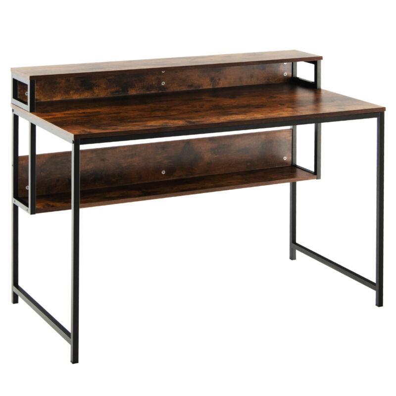 120cm Computer Desk Industrial Home Office Desk Study Writing Workstation Brown