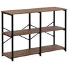 3-Tier Console Table Wodd Sofa Table Steel Frame Industrial Storage Shelf Brown