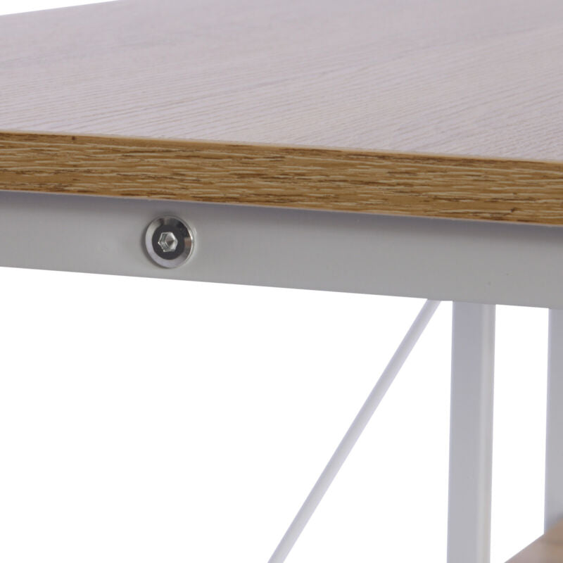 PC Computer Desk Writing Study Table Office Home Workstation Oak Wooden Metal UK