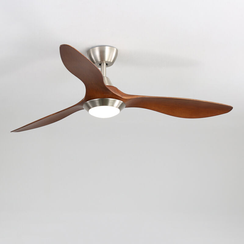52" Oak Wood Effect Ceiling Fan With 3 Colors Light 6 Fan Speeds Timer w/Remote