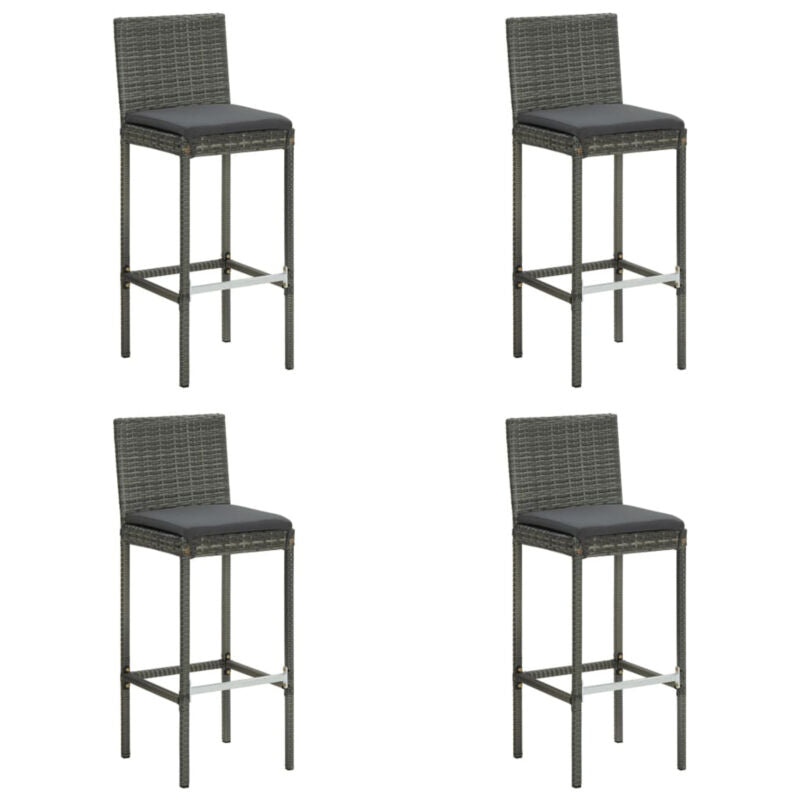 5 Piece Garden Bar Set with Cushions Poly Rattan Grey T0D9