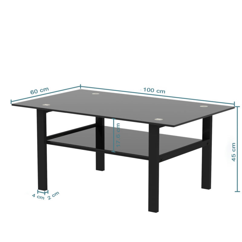Rectangle Black Glass Coffee Table Clear Coffee Table Living Room Furniture MA