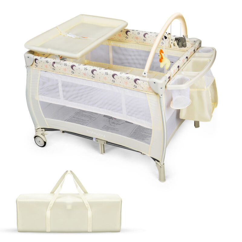 Portable Baby Playard 3 in 1 Convertible Bassinet Cot Bed Toddler Changing Table