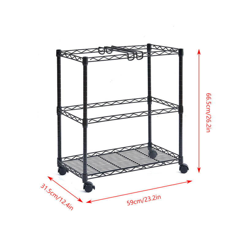 2 Tier Rolling Filing Cart Mobile File Trolley Filing Storage Rack Office Black