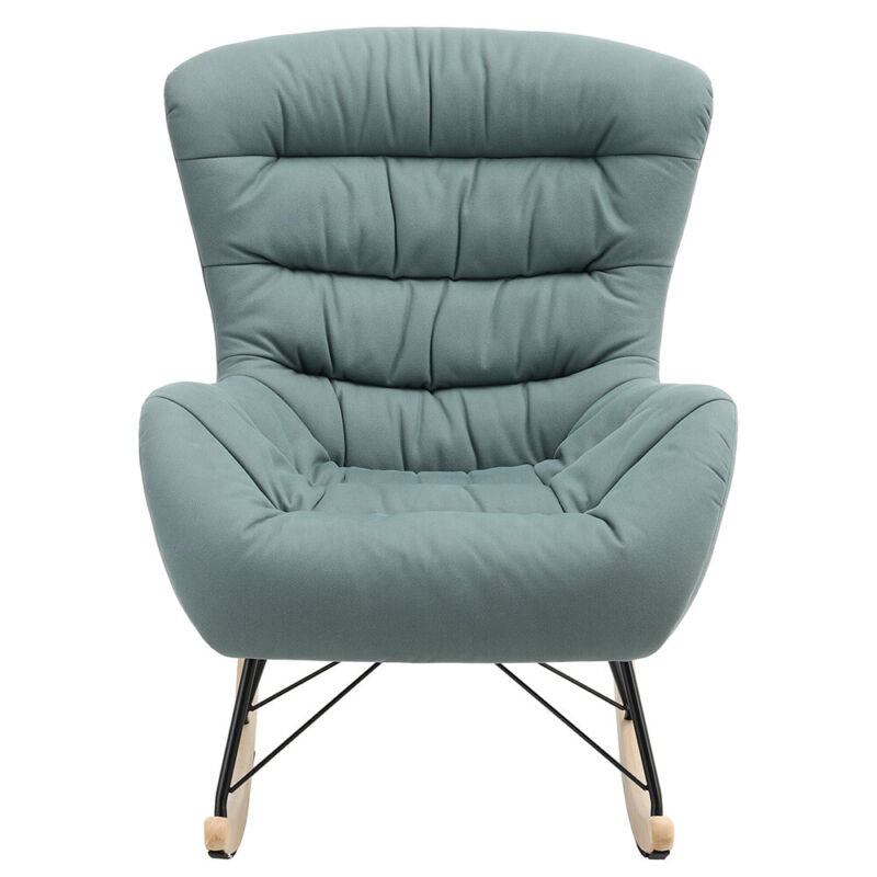 Fabric Rocking Chair Fireside Armchair Wingback Tub Sofa Padded Relaxing Lounger