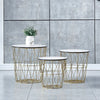 Set of 3 Storage Basket Nested Tables Side Table Metal Wire White Marble Effect
