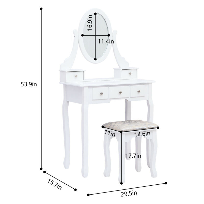 Modern Dressing Table Vanity Table Makeup Desk Dresser Set Home Bedroom Woman BN