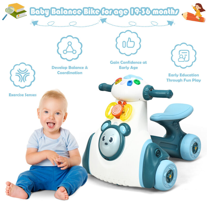 Baby Ride On Scooter Musical Balance Toy Toddler Walker Activity Center for Kids