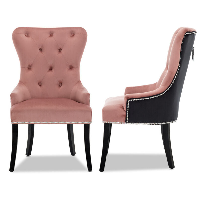1/2/4X Velvet Wing Back Patchwork Dining Chairs Knocker Nailhead Chair Kitchen