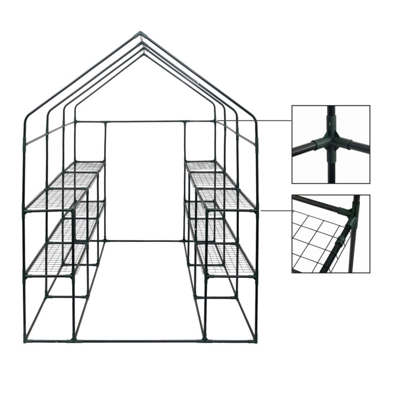 Greenhouse Garden Grow House PE Outdoor Green Steeple House w/ Shelf Plant Tent