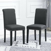 2x Dark Grey Dining Chairs Upholstered Fabric with Rivets Wood Legs Diningroom