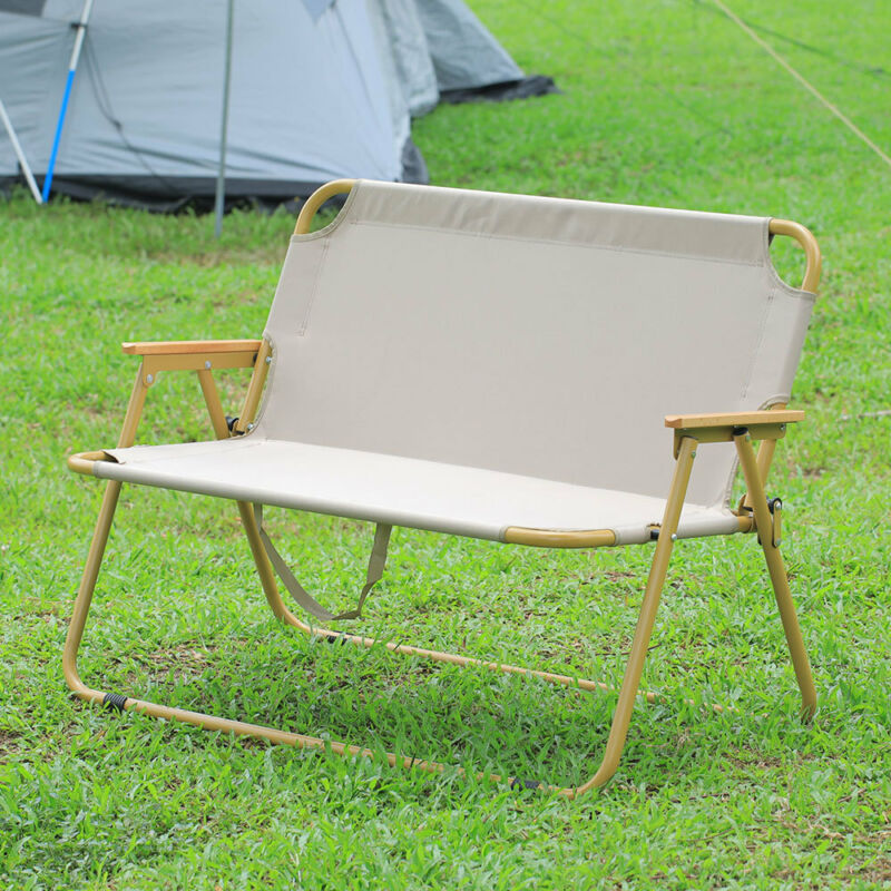 2 Seater Folding Camping Chair Portable Outdoor Picnic Oxford Beach Steel Frame
