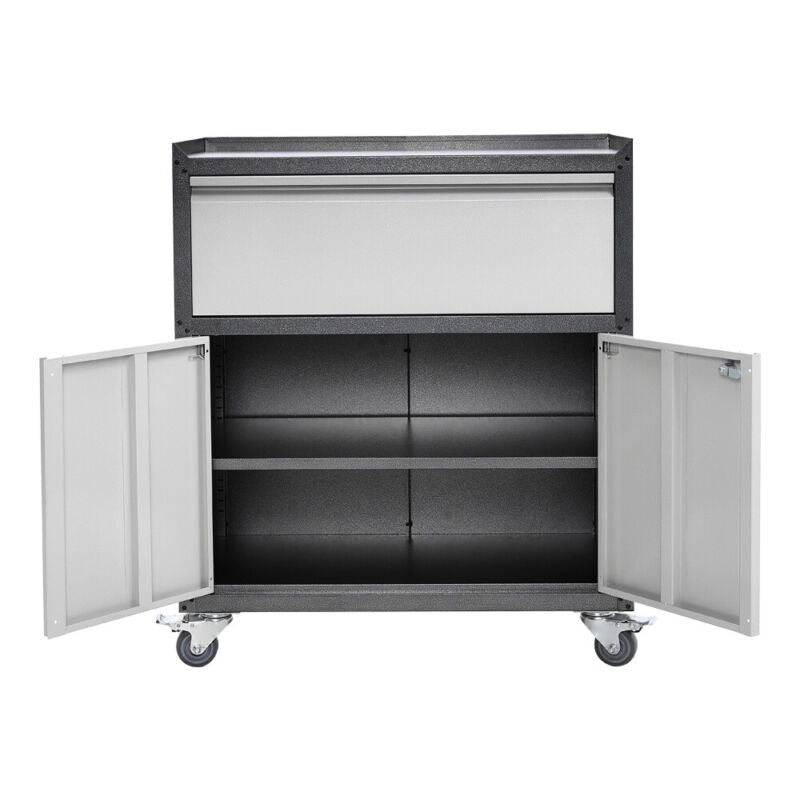 2 Door 1 Drawer Mobile Office Filing Cabinet Metal File Paper Storage Cupboard