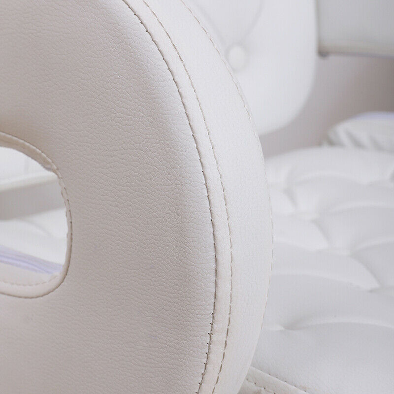 1pcs Adjustable Height Salon Chair Bar Stool PU Leather White Home Dining Room