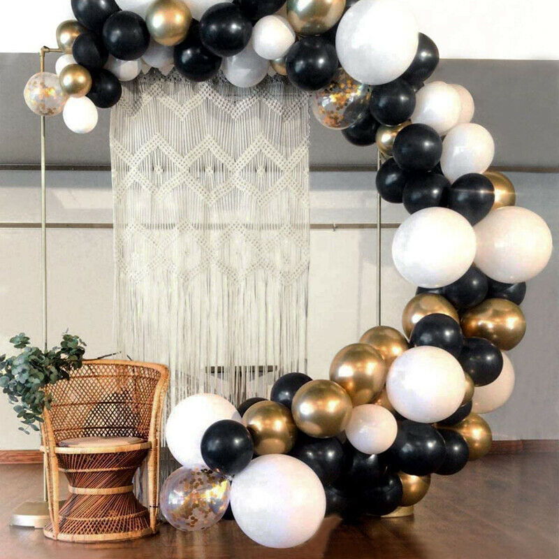 134PCS Black Gold Garland Balloon Arch Kit Birthday Wedding Baby Shower Kit UK