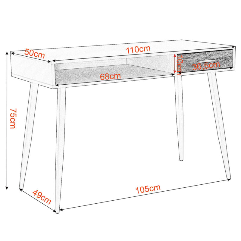 Computer Table w/ Drawer Storage MDF Desktop Metal Fram Study Work Office Desk