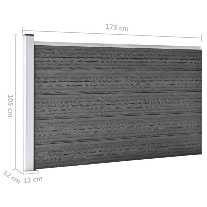 Fence Panel Set WPC 353x105 Black O9W6