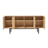 160CM Light Wood Effect Rattan Sideboard Large 4 Door 8 Cubbies Storage Cabinet