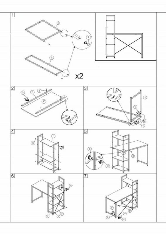 Computer Desk w/ 3 Tier Storage Shelves Office Laptop Workstation Study Writing