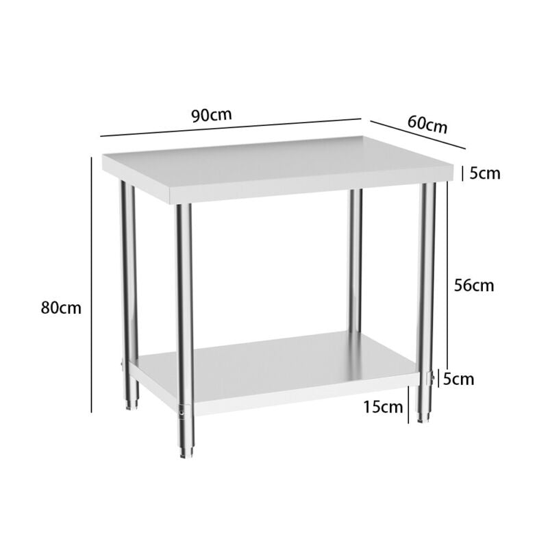 90cm Commercial Stainless Steel Kitchen Prep Table w/Shelf Work Bench Table