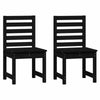 7 Piece Garden Dining Set Black Solid Wood Pine C1J6