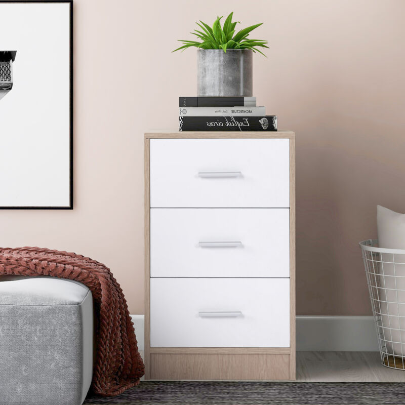 Bedside Table Storage Cabinet Chest of 3 Drawers Living Room Bedroom Furniture