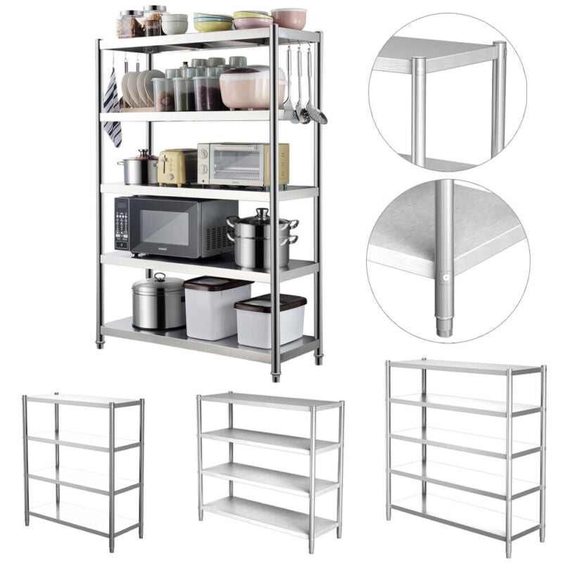 120/150cm Modern Kitchen Storage Rack Display Rack Shelving 304 Stainless Steel