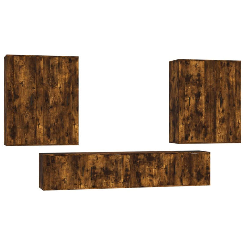 6 Piece TV Cabinet Set Smoked Oak Engineered Wood C0W8