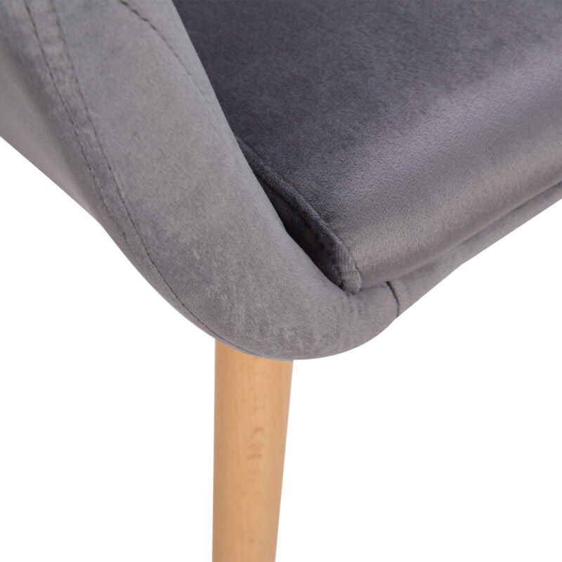 1x Dining Chair Velvet Padded Seat Kitchen Home Armchairs w/ Backrest Wood Legs