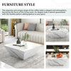 Wooden Coffee Table with Storage Drawer Marble-Look Modern Living Room Furniture
