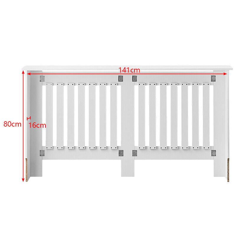 152cm MDF Radiator Cover Wall Cabinet Wide Wood Slats Vertical Grill White DIY