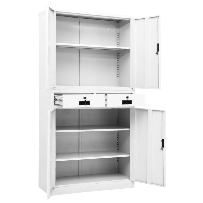 Office Cabinet White 90x40x180 Steel V5U8