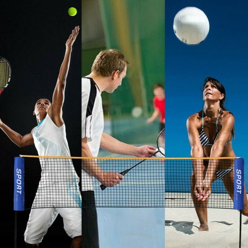 16FT Portable Volleyball Tennis Net Badminton Stand Set Poles Stand Frame & Bag