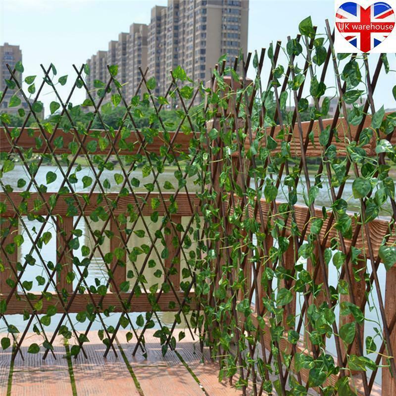 Garden Screening Expanding Trellis Fence Privacy Screen Artificial Ivy Leaves7