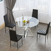 120cm Clear Glass Round Dining Table 2 4 6 Faux Leather Chair Chrome Legs Lounge