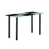 Black White Dining Table Tempered Glass Top Metal Legs Kitchen Dining Room Home